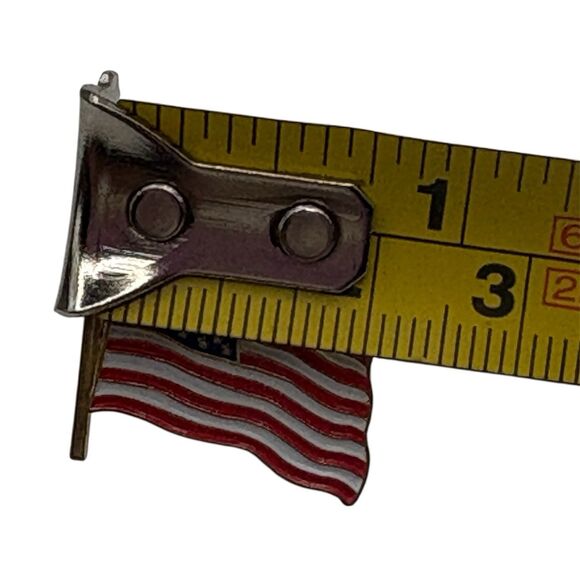 Vintage American Flag Lapel Pinback Hat Pin Gold Tone Patriotic USA - Picture 3 of 3